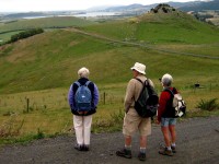 View from farm track. Lesley, Neil, Bev.