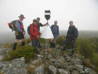 Trig on top of Mihiwaka with fog. (Ken pic and caption)