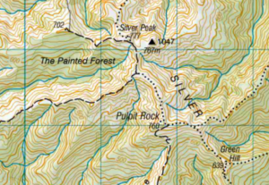 Screenshot of topo map of Silver Peak peaks