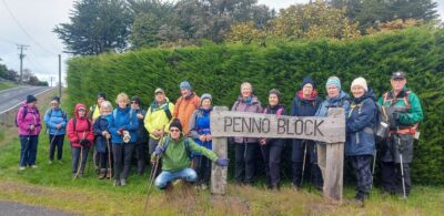 9 Oct Frasers Gully Hikers Walking Along The Grass On The Side Of Dalziel Road. Helen