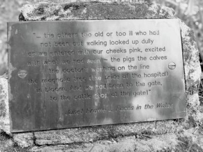 Inscription On Janet Frame Memorial. Caption And Photo Phil