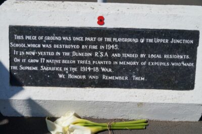 Plaque At War Memorial, North Road. Caption And Photo John