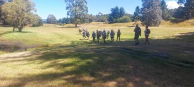 29 Jan Hikers Harwood Back Along Otakau Golf Course. Photo & Caption Helen