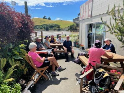 Relaxing In The Courtyard At Cove Cafe Pam