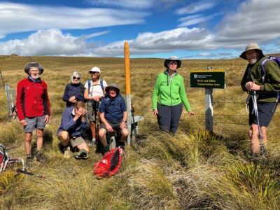 First Trampers To Reach The Conservation Area Boundary, After Climbing Up 850m! Caption And Photo Jill