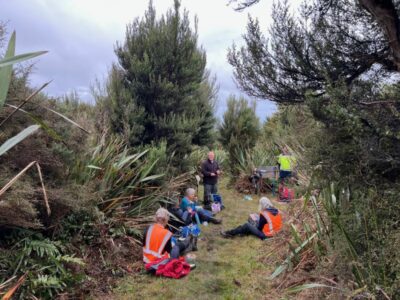 Late Morning Tea At Junction Of Burns & Swampy Ridge Track. Caption And Photo Pam