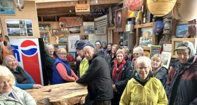 Inside the boat shed.