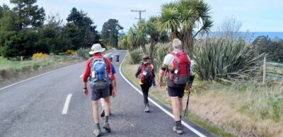 8 oct daphne road trampers hitting the tarseal going down big stone rd. photo & caption jane
