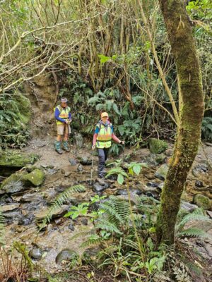 8 oct racemans hikers leader and tail end charlie after successfully getting us over another creek crossing. photo & caption mike