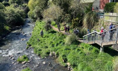 Walking beside “waters of leith” to woodhaugh gardens for lunch pam