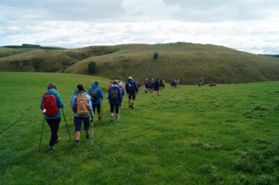 Beginning our hike, final destination in sight. caption and photo john