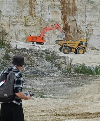 Jan 29 dump truck being loaded at quarry bruce