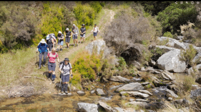 2.28 pm – after lunch. crossing christmas creek on the return journey. another opportunity to dip our hats in the water jane