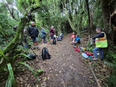 18 mar frasers gully morning tea in the shelter looking at all the plantings . photo & caption helen