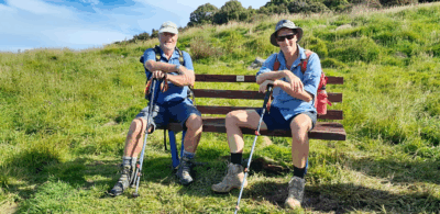 Bob’s memorial seat on the seaward side of saddle hill. rest and remember. caption and photo jane