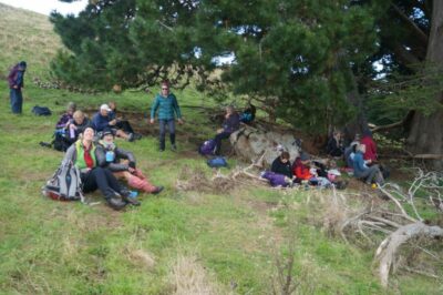 20 may hereweka track trampers lunch under the trees. photo & caption john