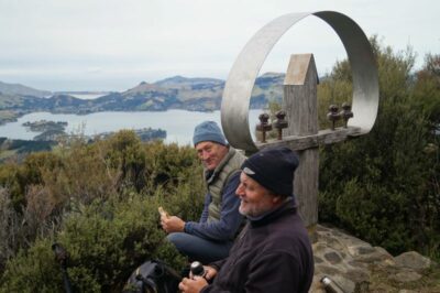 24 june grahams bush etc trampers lunch at the len lye tribute statue. photo & caption john