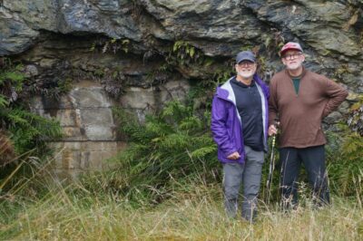 Look what we've found! xx and xx at the concreted up tunnel entrance john