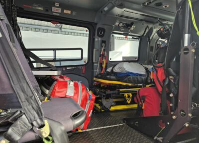 Inside of helicopter front and back Helen