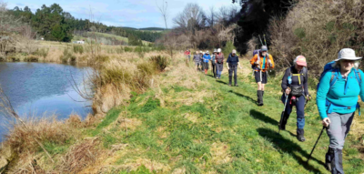 2 Sep Lawrence Passing Victoria Dam (Milburn Pond) at the start of Munro's Gully track. Photo & caption Jane.jpg