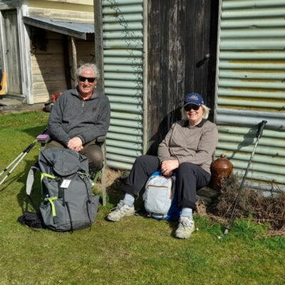 2 Sep Lawrence. Phil & Raewyn enjoying the sun. Photo Val