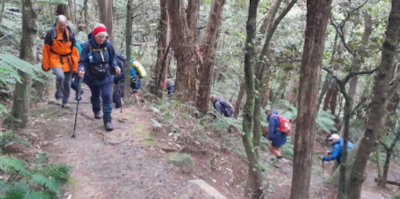 A decent uphill climb in Ross Creek to keep us honest on our way back. Jane