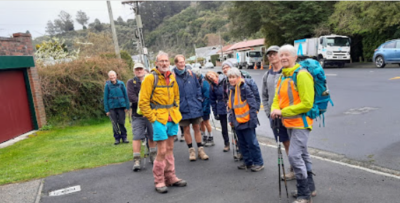All keen for a morning walk, heading up the Bullock track. Jane