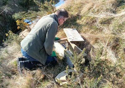 Trapping Bill sets the trap with cold fingers! Photo & caption Phil